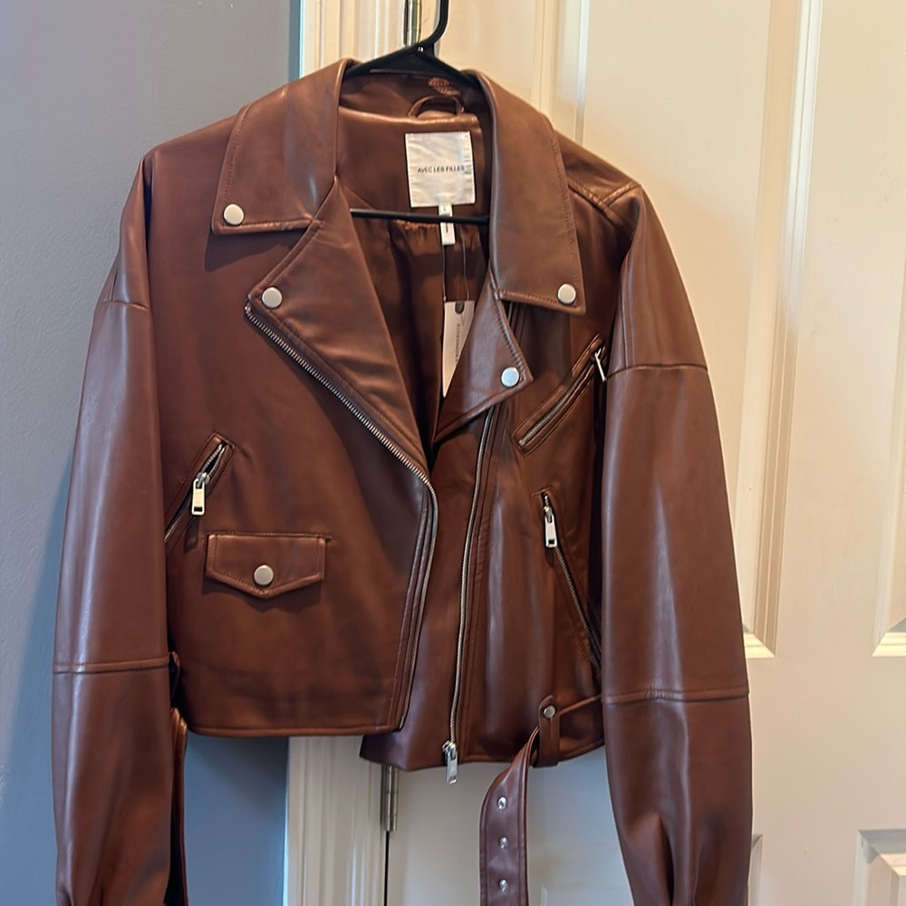 Brown faux leather jacket ANTHROPOLOGIE (Avec Les Filles)
